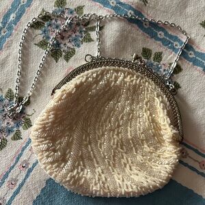 Elegant Cream Beaded Wristlet